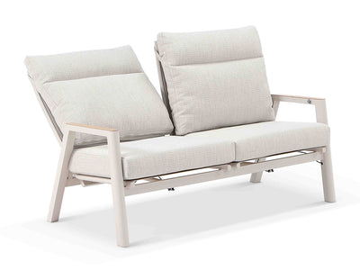 Bella Reclining Sofa Set | Outdoor Lounge Setting in Dune / Almond / Milos Coffee Table Set 4