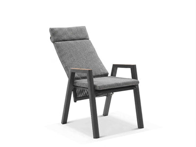 Bella Reclining Outdoor Dining Chair in Charcoal / Basalt 1