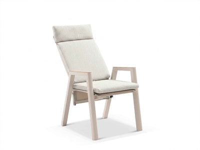 Bella Reclining Outdoor Dining Chair in Dune / Almond 1