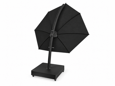 Icarus UX Leaf Shaped Outdoor Umbrella in Black / Movable Base