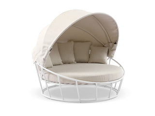 Bora Canopy Outdoor Daybed in White / Beech 2.