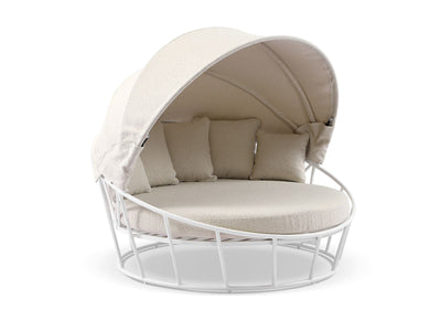 Bora Canopy Outdoor Daybed in White / Beech 2.