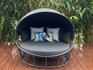 Bora Canopy Outdoor Daybed in Charcoal / Sooty