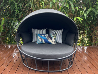 Bora Canopy Outdoor Daybed in Charcoal / Sooty