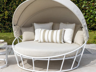 Chester Stripe Outdoor Bolster Cushion in Taupe 3.