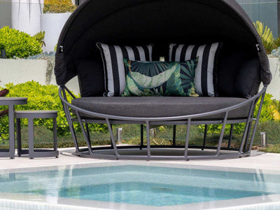Bora Canopy Outdoor Daybed in Charcoal / Coal 2.