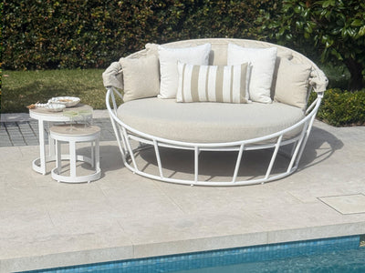 Bora Canopy Outdoor Daybed in White / Beech 1