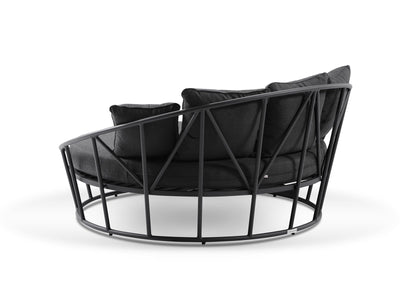 Bora Outdoor Daybed in Charcoal / Coal - back view.