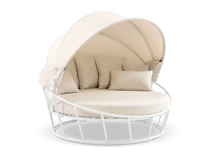 Bora Canopy Outdoor Daybed in White / Pebble