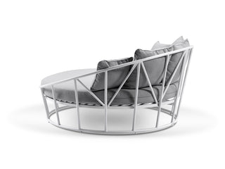 Bora Outdoor Daybed in White / Grey Ridge - side view.