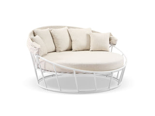 Bora Canopy Outdoor Daybed in White / Pebble - close-up.