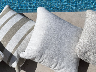 Boucle Cloud Outdoor Cushion in Cloud 3.