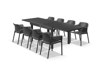 Bronte Extension Table & Bailey Chairs | Outdoor Dining Setting in Charcoal / 9pc 270_1