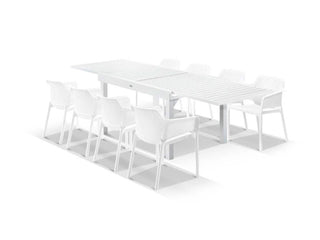 Bronte Extension Table & Bailey Chairs | Outdoor Dining Setting in White / 9pc 270_1