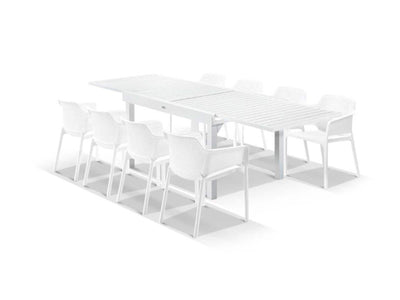 Bronte Extension Table & Bailey Chairs | Outdoor Dining Setting in White / 9pc 270_1