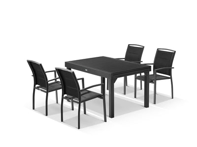 Bronte Extension Table & Verde Chairs | Outdoor Dining Setting in Charcoal / Black / 9pc 270_2