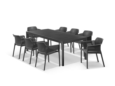 Bronte Extension Table & Bailey Chairs | Outdoor Dining Setting in Charcoal / 11pc 320cm_4