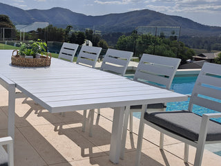 Bronte Extension Outdoor Dining Table in White / 200 - 320cm 4.