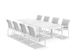 Bronte Extension Table & Verde Chairs | Outdoor Dining Setting in White / Light Grey / 9pc 270_1
