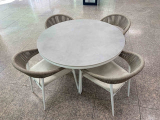 FLOORSTOCK SALE- Adele Round Ceramic Table with Nivala Chairs 5pc Outdoor Dining Setting_1
