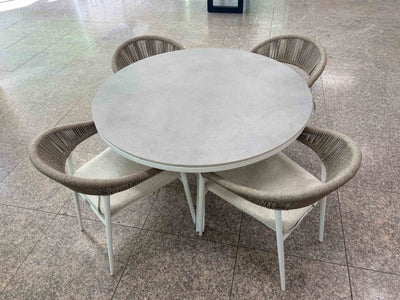 FLOORSTOCK SALE- Adele Round Ceramic Table with Nivala Chairs 5pc Outdoor Dining Setting_1