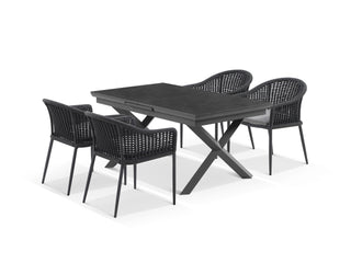 Byron Extension Table & Bali Chairs | Outdoor Dining Setting in Charcoal / Slate / Carbon / 7pc 200cm 1