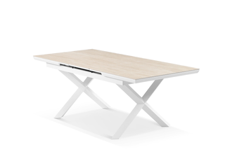 Byron Extension Outdoor Dining Table in White / Travertino / 160 - 210cm