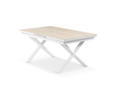 Byron Extension Outdoor Dining Table in White / Travertino / 160 - 210cm 1