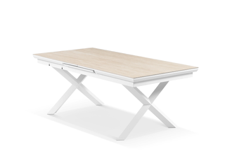 Byron Extension Outdoor Dining Table in White / Travertino / 200 - 260cm 1