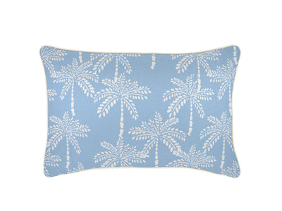 Cabana Palms Outdoor Bolster Cushion in Pale Blue / 35x50cm