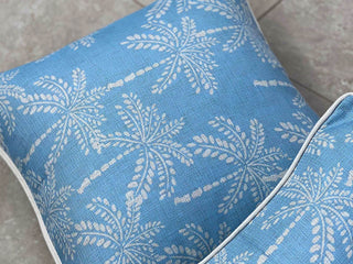 Cabana Palms Outdoor Cushion in Pale Blue / 60x60cm.