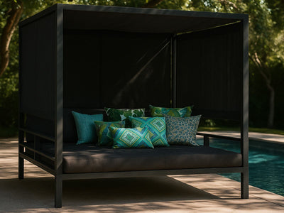Cabana Outdoor Daybed in Charcoal - lifestyle.