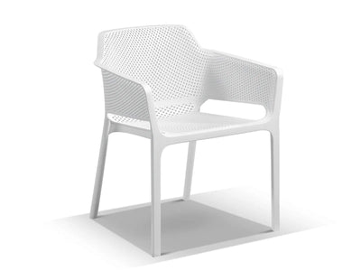 Adele Ceramic Round Table & Bailey Chairs | Outdoor Dining Setting in White / Travertino / 5pc 100cm_2