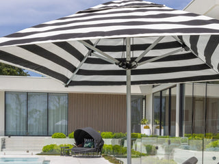 Cafe Series 2m Commercial Umbrella - Black and White Stripe.