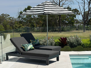 Cafe Series 2m Commercial Umbrella - Black and White Stripe