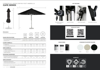 Cafe Series 2m Commercial Umbrella - Black and White Stripe 2.