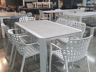 SYD FLOORSTOCK SALE - Tellaro Ceramic Table with Aztec Chairs 7pc Outdoor Dining Setting_1