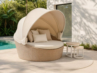 Cebu Outdoor Daybed in Elk / Beech - lifestyle.