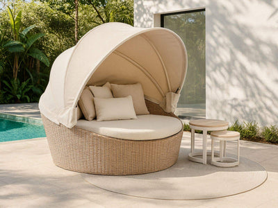 Cebu Outdoor Daybed in Elk / Beech - lifestyle.
