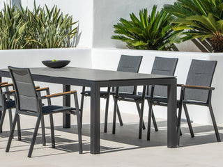 Danli Ceramic Table with Sevilla Teak Arm Chairs 9pc Outdoor Dining Setting_4