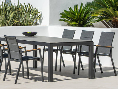 Danli Ceramic Table with Sevilla Teak Arm Chairs 9pc Outdoor Dining Setting_4
