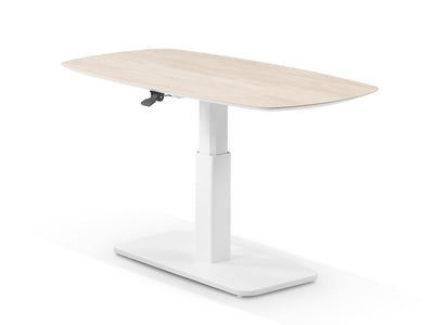 Chania Lift Outdoor Coffee Table in White / Travertino / 130 x 70cm 1