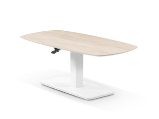 Chania Lift Outdoor Coffee Table in White / Travertino / 130 x 70cm