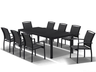 Bronte Extension Table & Verde Chairs | Outdoor Dining Setting in Charcoal / Black / 11pc 320cm_4