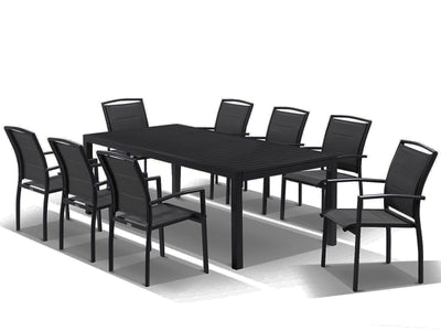 Bronte Extension Table & Verde Chairs | Outdoor Dining Setting in Charcoal / Black / 11pc 320cm_4