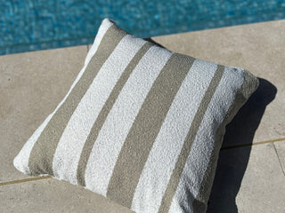 Chester Stripe Outdoor Cushion in Taupe 3.