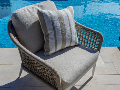 Chester Stripe Outdoor Cushion in Taupe 4.