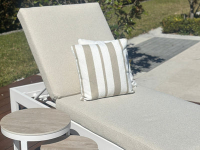 Chester Stripe Outdoor Cushion in Taupe 2.