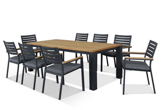 Corfu Table with Twain Teak Arm Chairs  9pc Outdoor Teak Setting_1