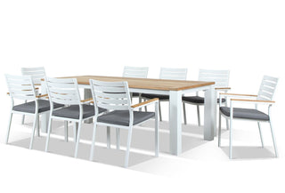 Corfu Table with Twain Teak Arm Chairs 9pc Outdoor Teak Setting_1